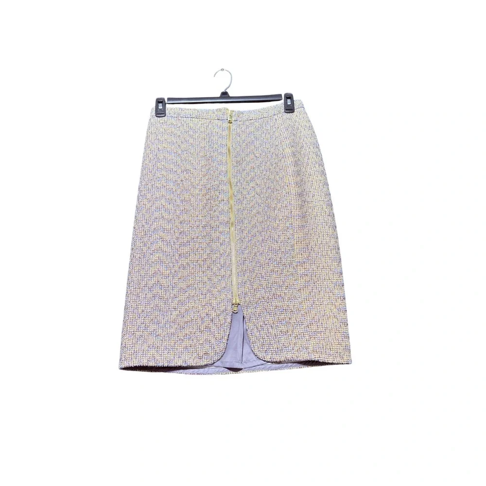 J.Crew Front‎ Zip Pencil Skirt in Sparkly Purple Gold Metallic Tweed Style E1246